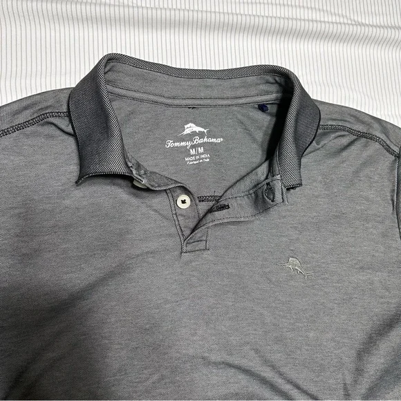 Tommy Bahama Men’s Polo Medium Gray Supima Cotton Short Sleeve Performance - Picture 8 of 9